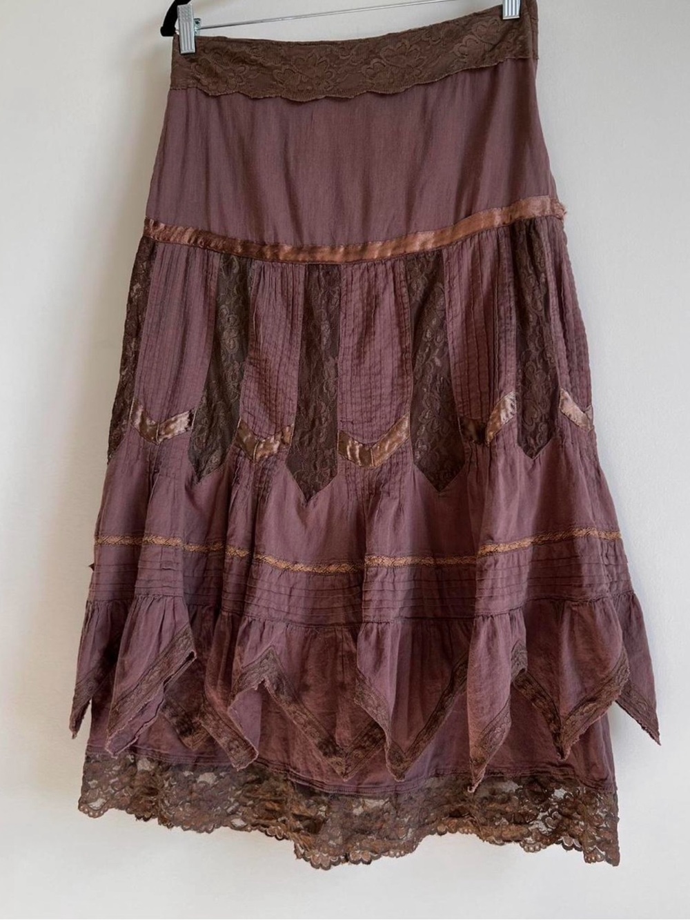 Whimsical lace tiered maxi skirt